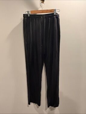 Women's Black Satin Pajama Pants - Relaxed Lounge Trousers
